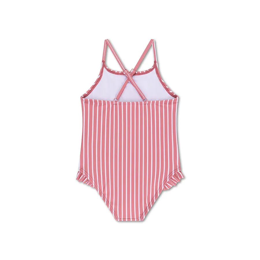 Boldlines | Red/White Striped Girls Swimsuit