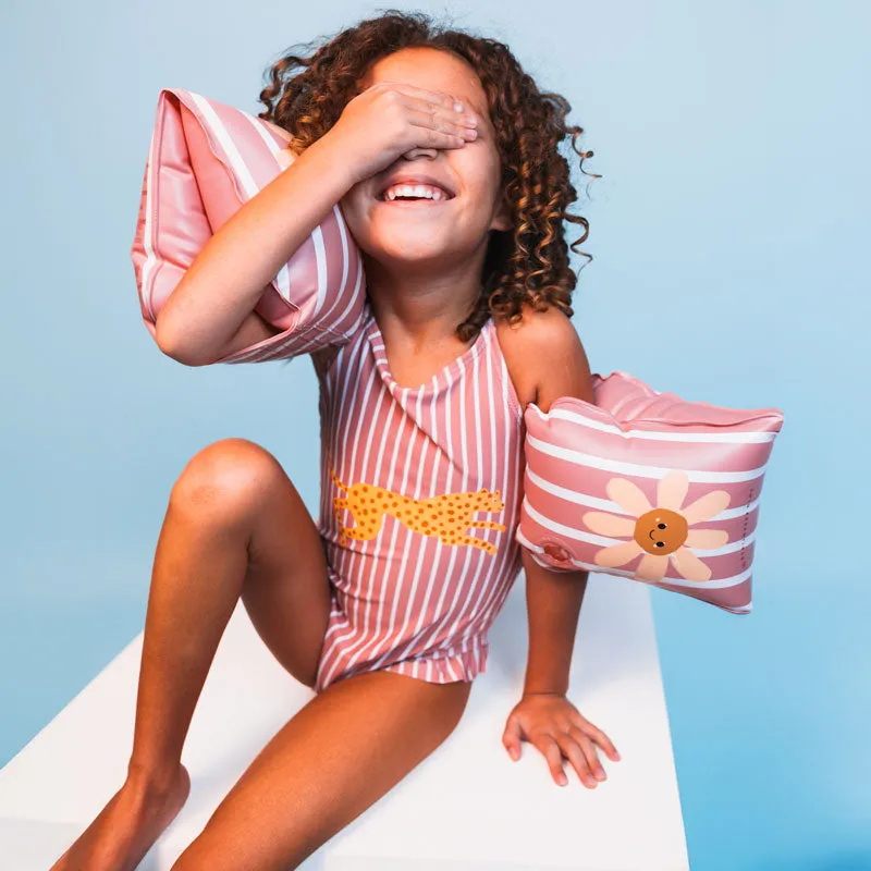 Boldlines | Red/White Striped Girls Swimsuit