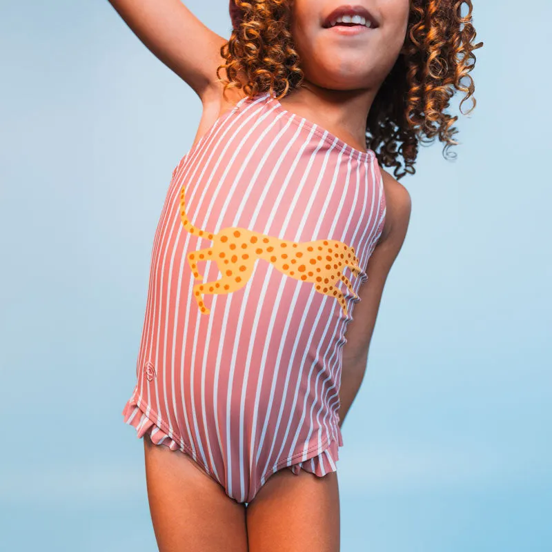 Boldlines | Red/White Striped Girls Swimsuit
