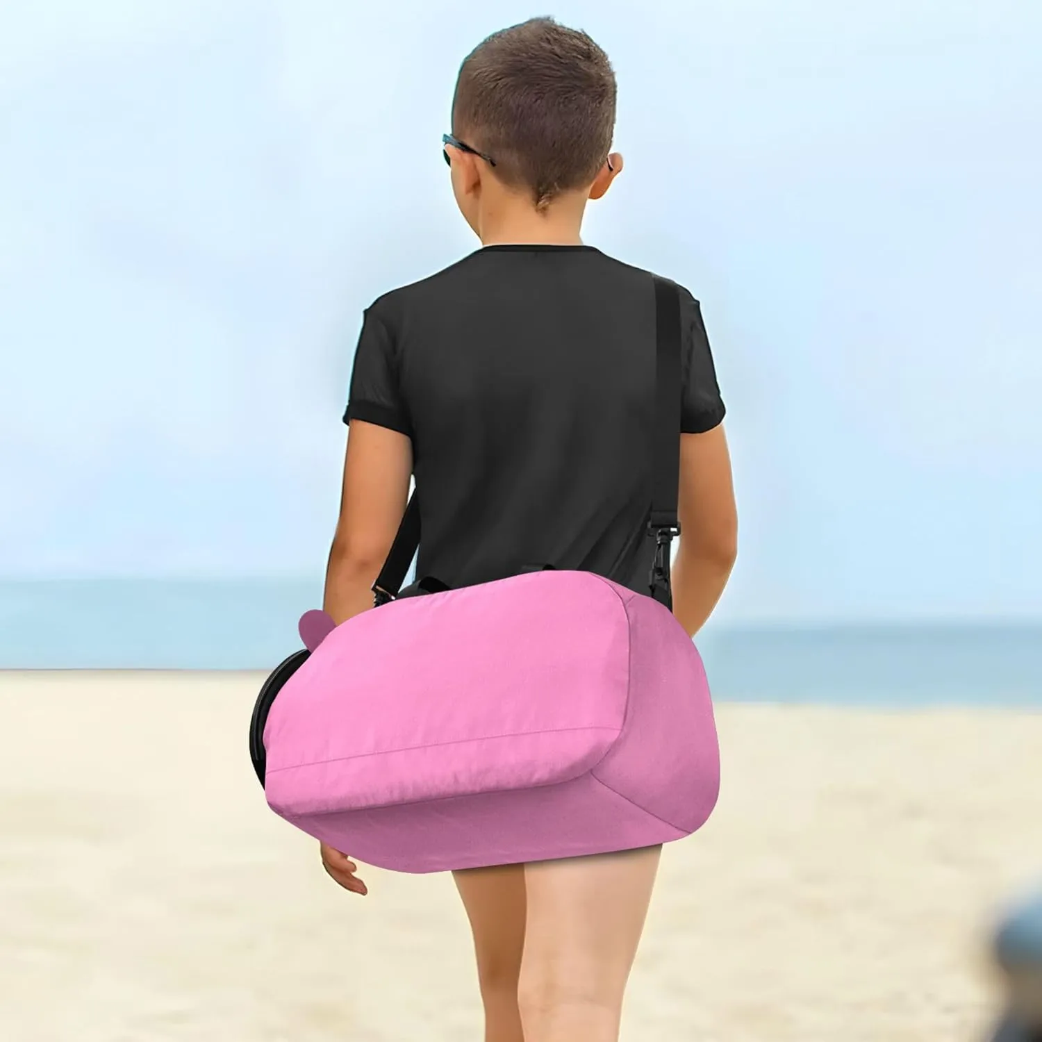 Bright Pink Color Kids Duffel Bag with Shoes Compartment Multifunctional Weekender Overnight Range Bag for Travel, Sports, Duffel, Weekender