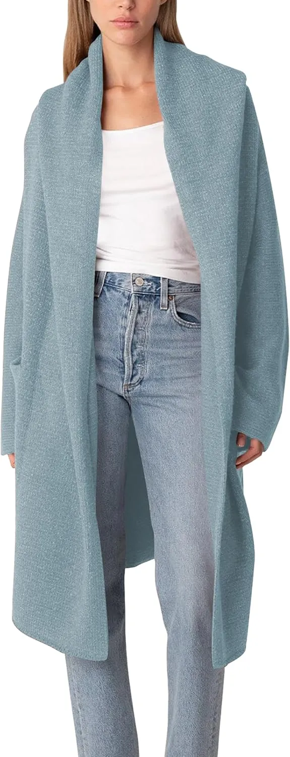 Cakulo Womens Oversized Long Cardigan Sweaters Hooded Duster Cardigans 2024 Trendy Fall Open Front Coatigan