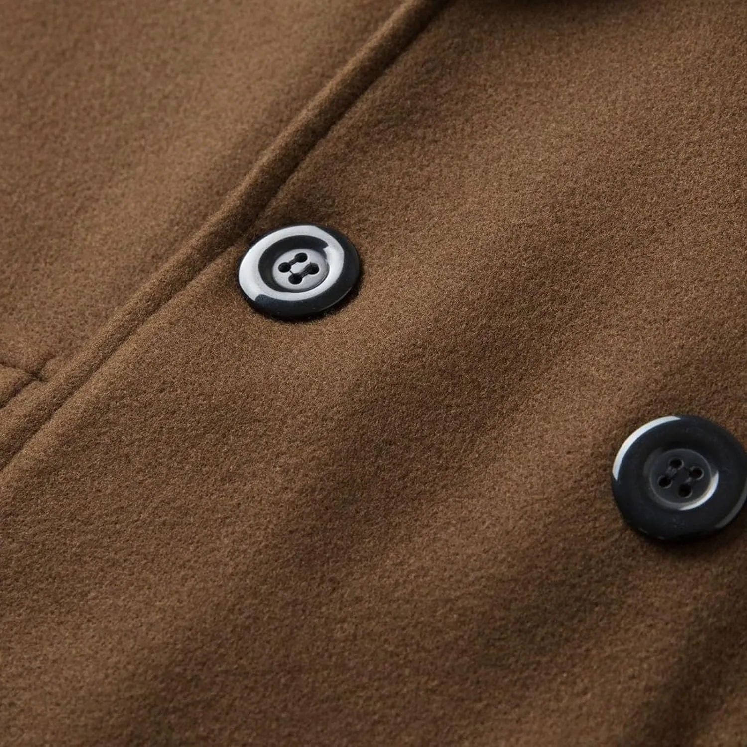 Cambkatl Wool Blend Trench Coat for Men Double Breasted Notched Collar Jacket Overcoat Winter Long Pea Coat with Pockets