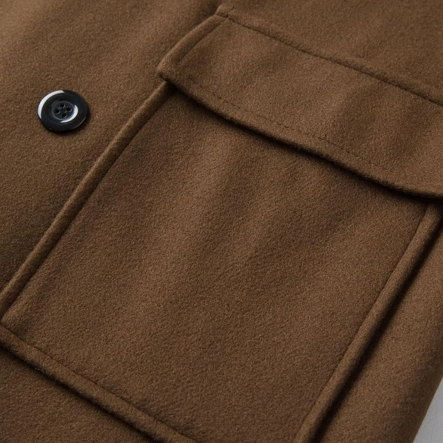 Cambkatl Wool Blend Trench Coat for Men Double Breasted Notched Collar Jacket Overcoat Winter Long Pea Coat with Pockets