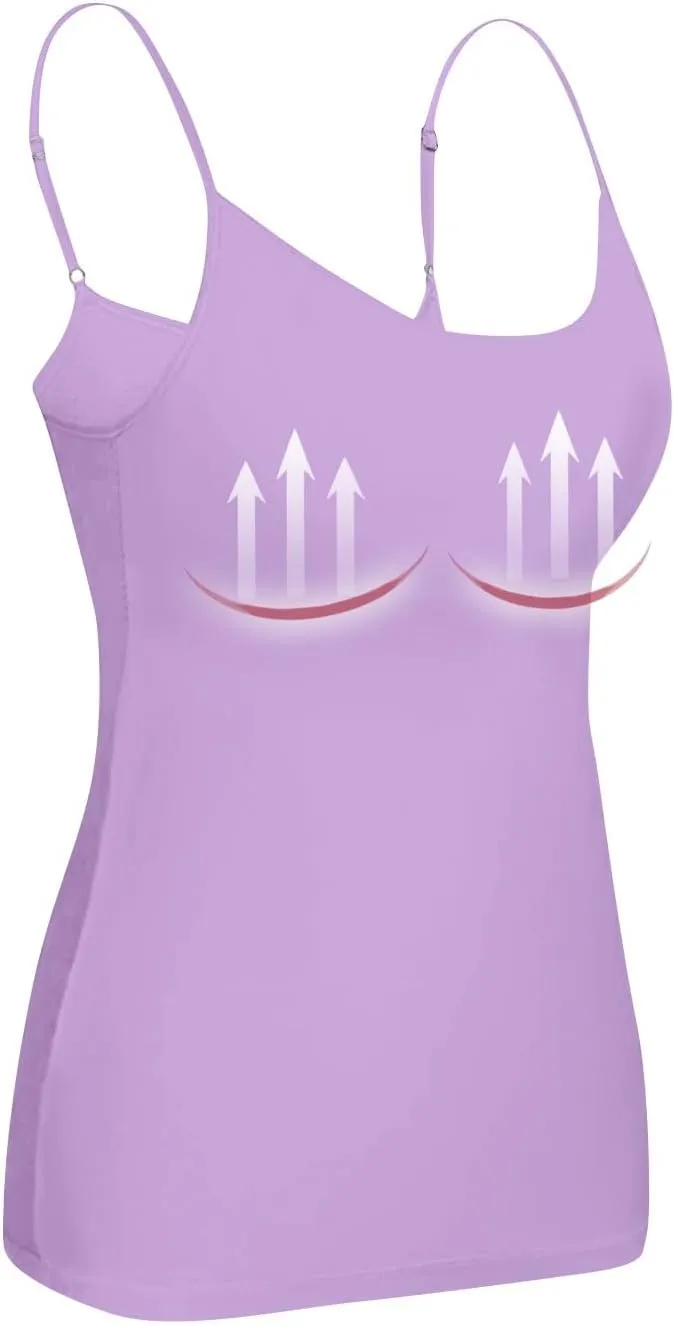Camisole Tops for Women Built in Bra Spaghetti Strap Workout Yoga Shirts Basic Padded Tank Tops 2025 Summer Clothes