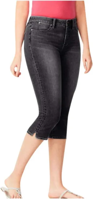 Capri Jeans for Women Trendy High Waisted Slim Split Hem Stretch Denim Jean Capris Cropped Pants Casual Summer