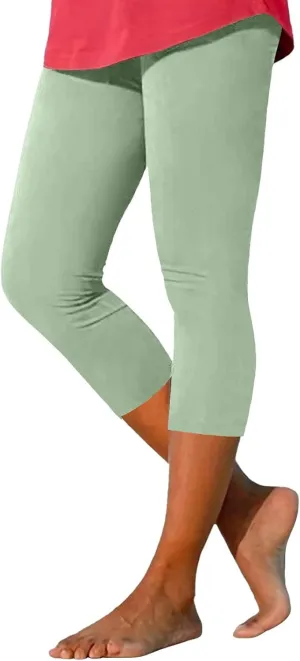 Capri Leggings for Women High Waist Tummy Control Summer Beach Pants Lightweight Stretchy Workout Yoga Leggings Cropped Pants