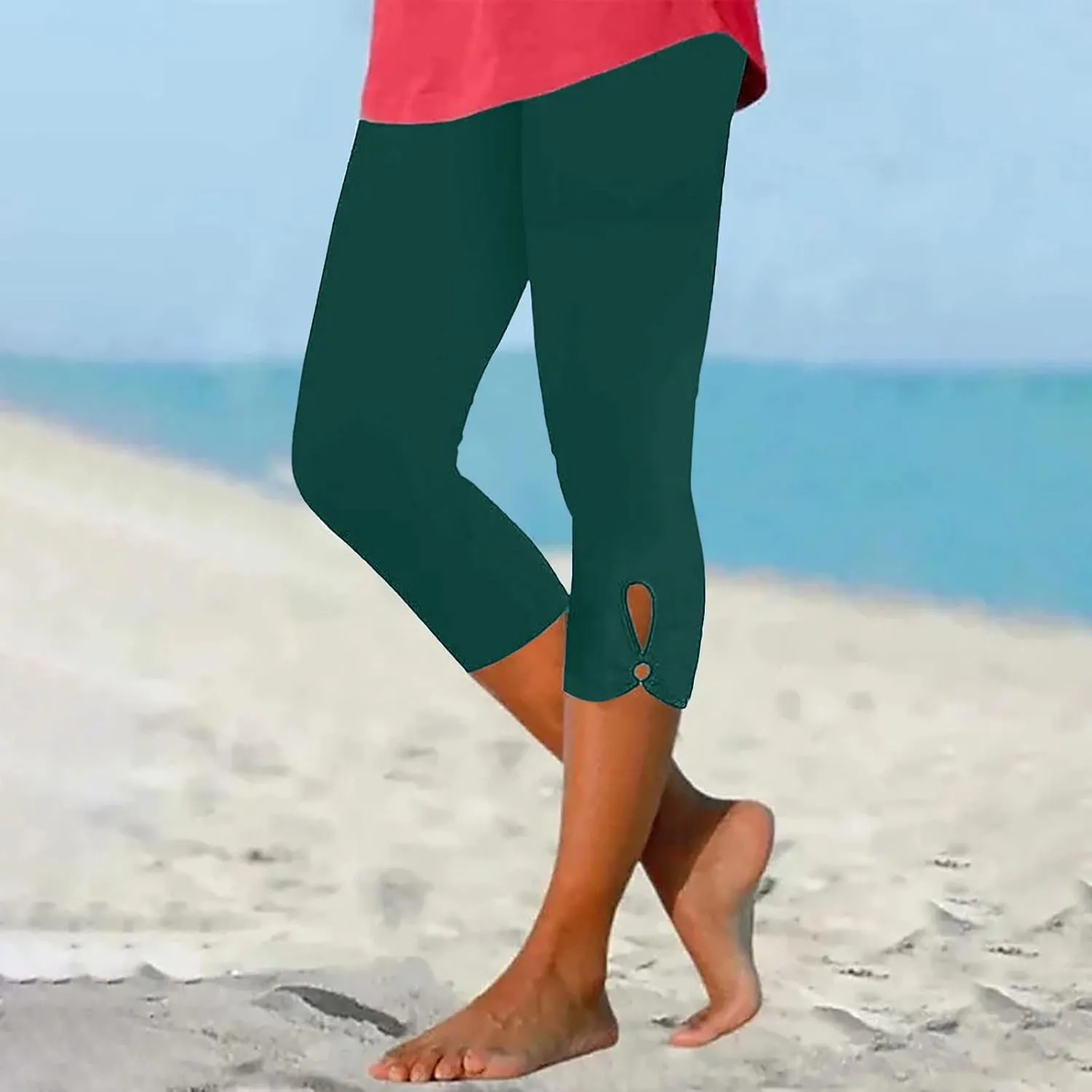 Capri Leggings for Women Summer Dressy Cropped Workout Yoga Leggings Stretch Pants High Waist Gym Compression Capris