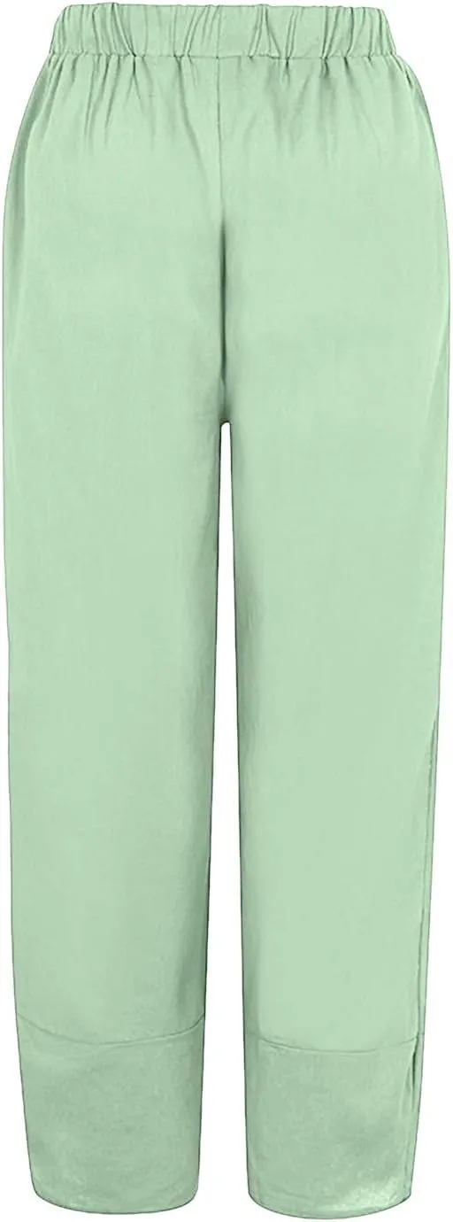Capri Pants for Women Palazzo Lounge Pants Wide Leg Printed Cropped Bottoms Baggy Trousers Sweatpants with Pockets