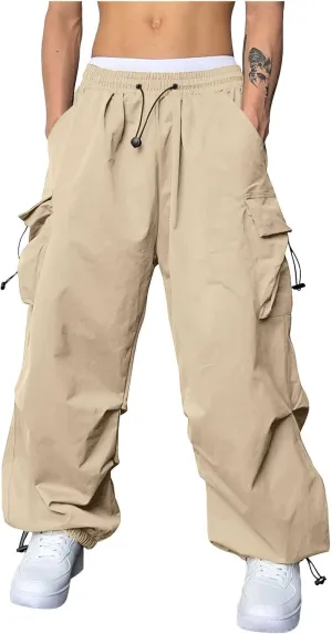 Cargo Pant Men Cotton Stretchy Casual Joggers Elastic Waist Drawstring Hip Hop Pant Multi Pockets