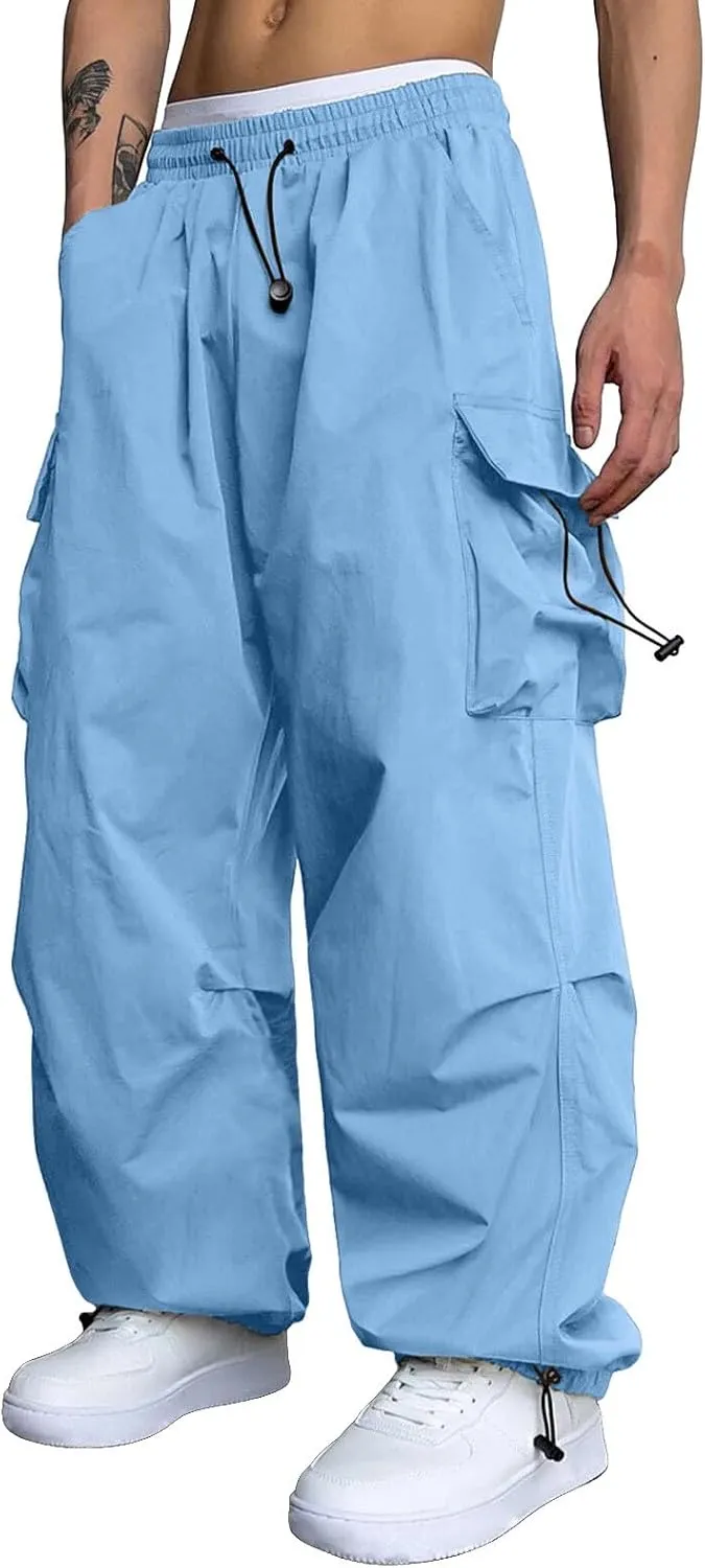 Cargo Pant Men Cotton Stretchy Casual Joggers Elastic Waist Drawstring Hip Hop Pant Multi Pockets