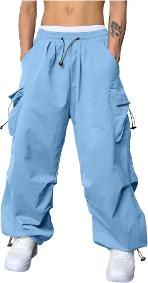 Cargo Pant Men Cotton Stretchy Casual Joggers Elastic Waist Drawstring Hip Hop Pant Multi Pockets