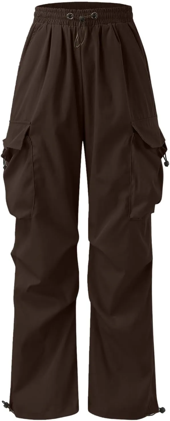 Cargo Pants for Men Baggy Drawstring Parachute Pant with Pockets Casual Athletic Trousers Joggers Streetwear