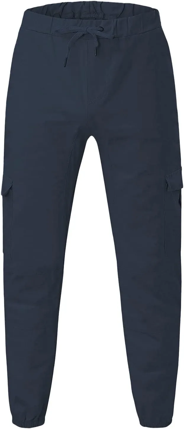 Cargo Pants for Men Relaxed Fit Cargo Pants Elastic Waist Drawstring Jogger Sweatpants Straight Multi Pockets Outdoor