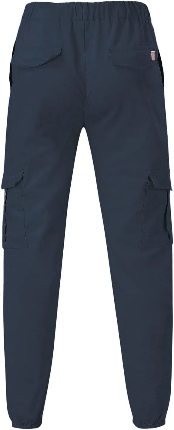 Cargo Pants for Men Relaxed Fit Cargo Pants Elastic Waist Drawstring Jogger Sweatpants Straight Multi Pockets Outdoor