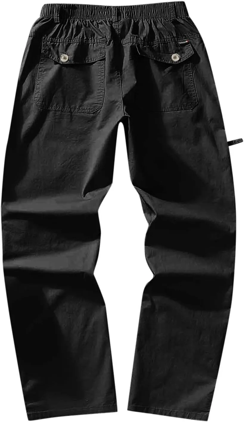Cargo Pants for Men Relaxed Fit Fleece Athletic Sweatpant Basic Running Drawstring Joggers Workout Sweat Pants Mens