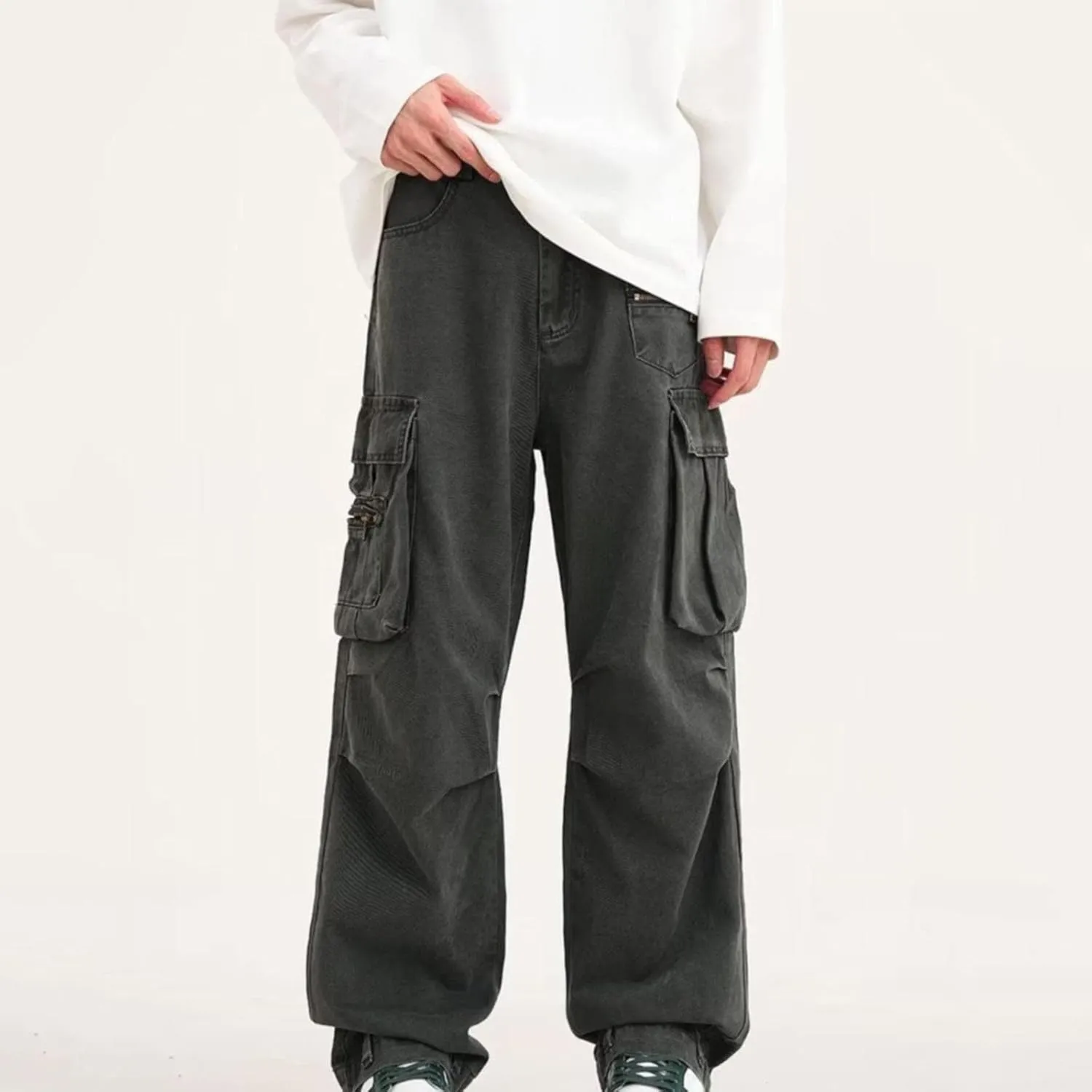 Cargo Pants for Men Relaxed Fit Men Mens Autumn and Winter High Street Fashion Leisure Loose Sports Running Patchwork