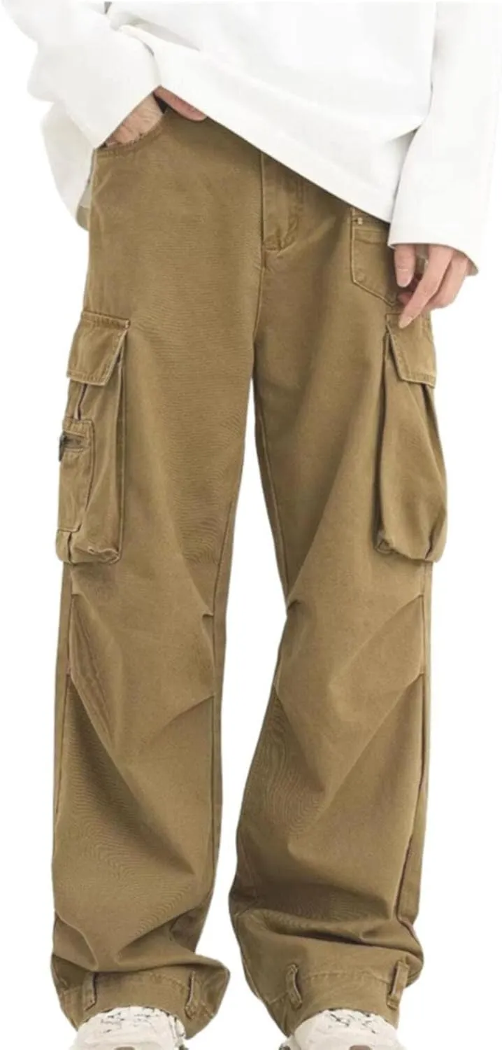 Cargo Pants for Men Relaxed Fit Men Mens Autumn and Winter High Street Fashion Leisure Loose Sports Running Patchwork