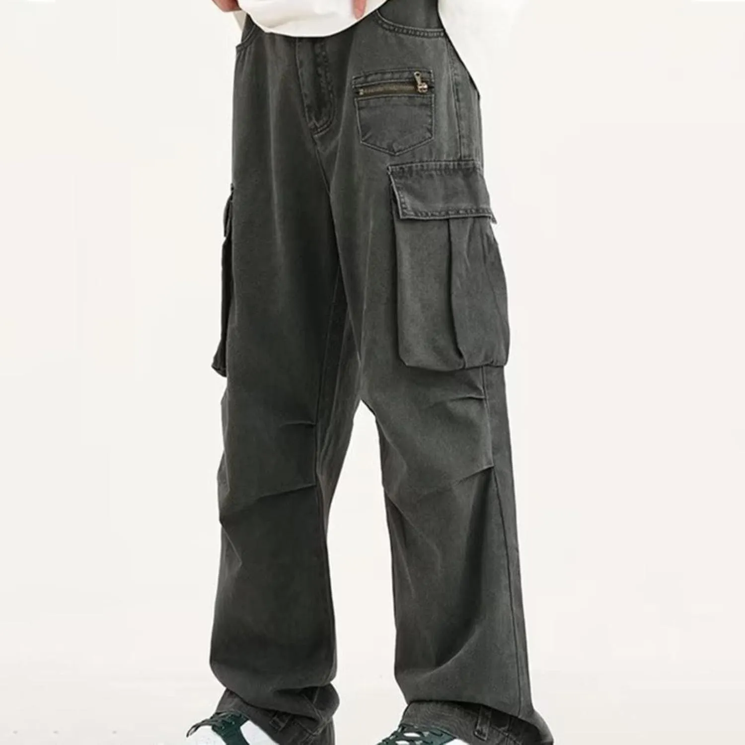 Cargo Pants for Men Relaxed Fit Men Mens Autumn and Winter High Street Fashion Leisure Loose Sports Running Patchwork