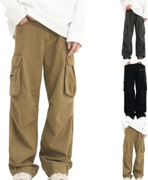 Cargo Pants for Men Relaxed Fit Men Mens Autumn and Winter High Street Fashion Leisure Loose Sports Running Patchwork