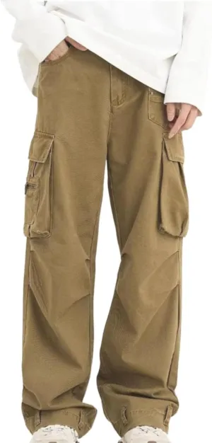Cargo Pants for Men Relaxed Fit Men Mens Autumn and Winter High Street Fashion Leisure Loose Sports Running Patchwork