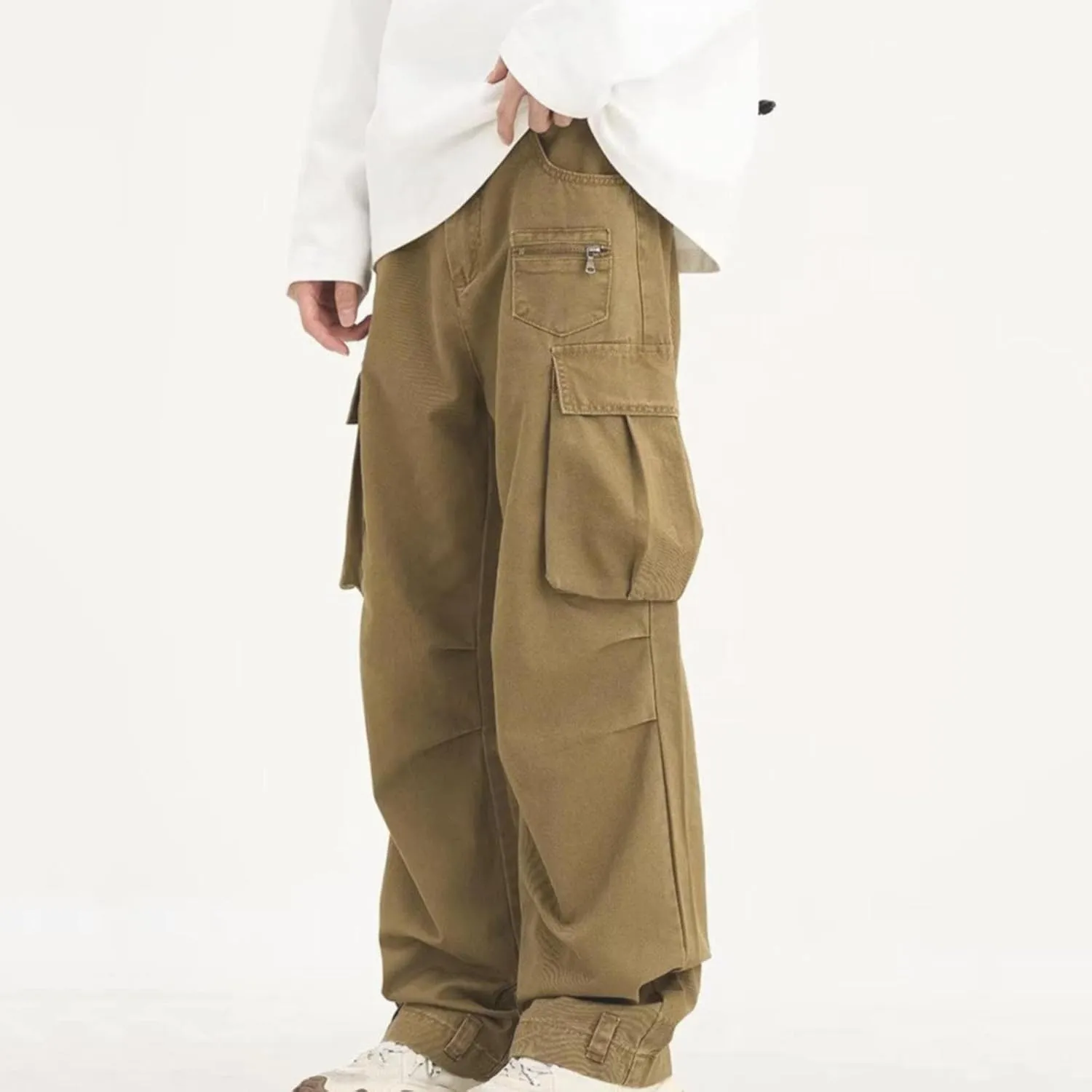 Cargo Pants for Men Relaxed Fit Men Mens Autumn and Winter High Street Fashion Leisure Loose Sports Running Patchwork
