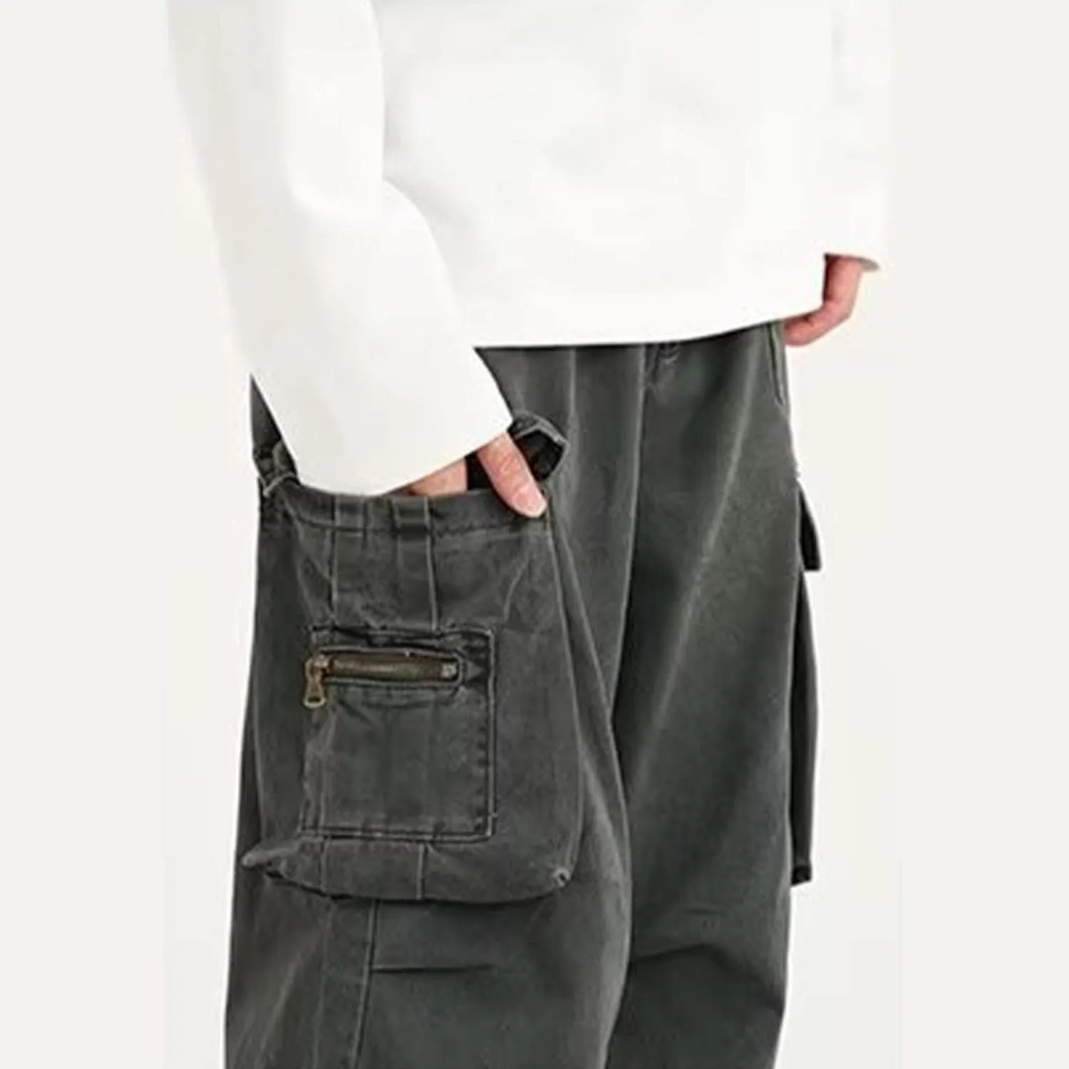 Cargo Pants for Men Relaxed Fit Men Mens Autumn and Winter High Street Fashion Leisure Loose Sports Running Patchwork