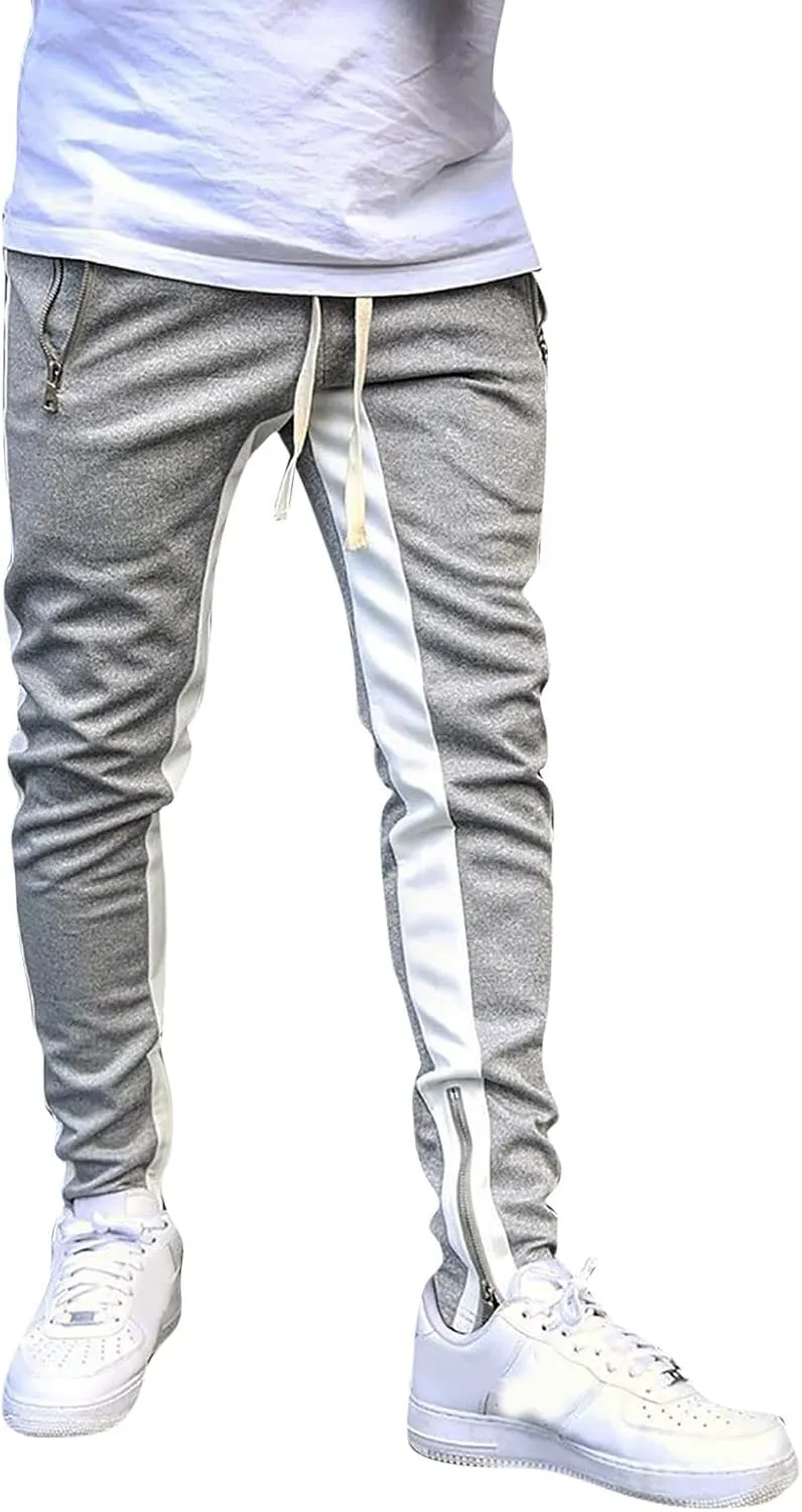Cargo Pants for Men Relaxed Fit Men's Elastic Waist Drawstring Long Pants Solid Color Pockets Casual Loose Trousers