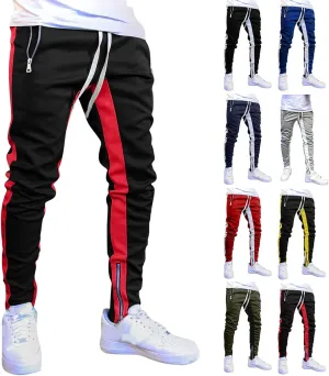 Cargo Pants for Men Relaxed Fit Men's Elastic Waist Drawstring Long Pants Solid Color Pockets Casual Loose Trousers