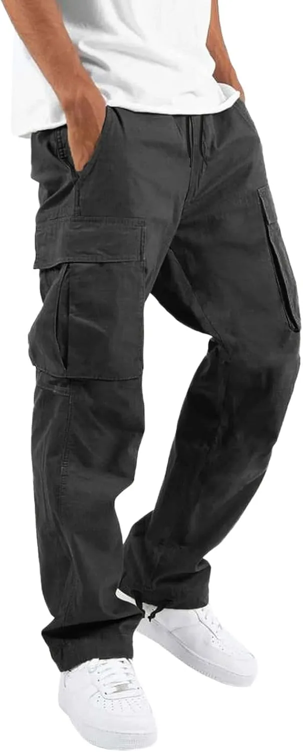 Cargo Pants for Men Relaxed Fit Trouser Baggy Jogger Pants Pockets Men's Pants Mens Active Athletic Sweatpants Fleece