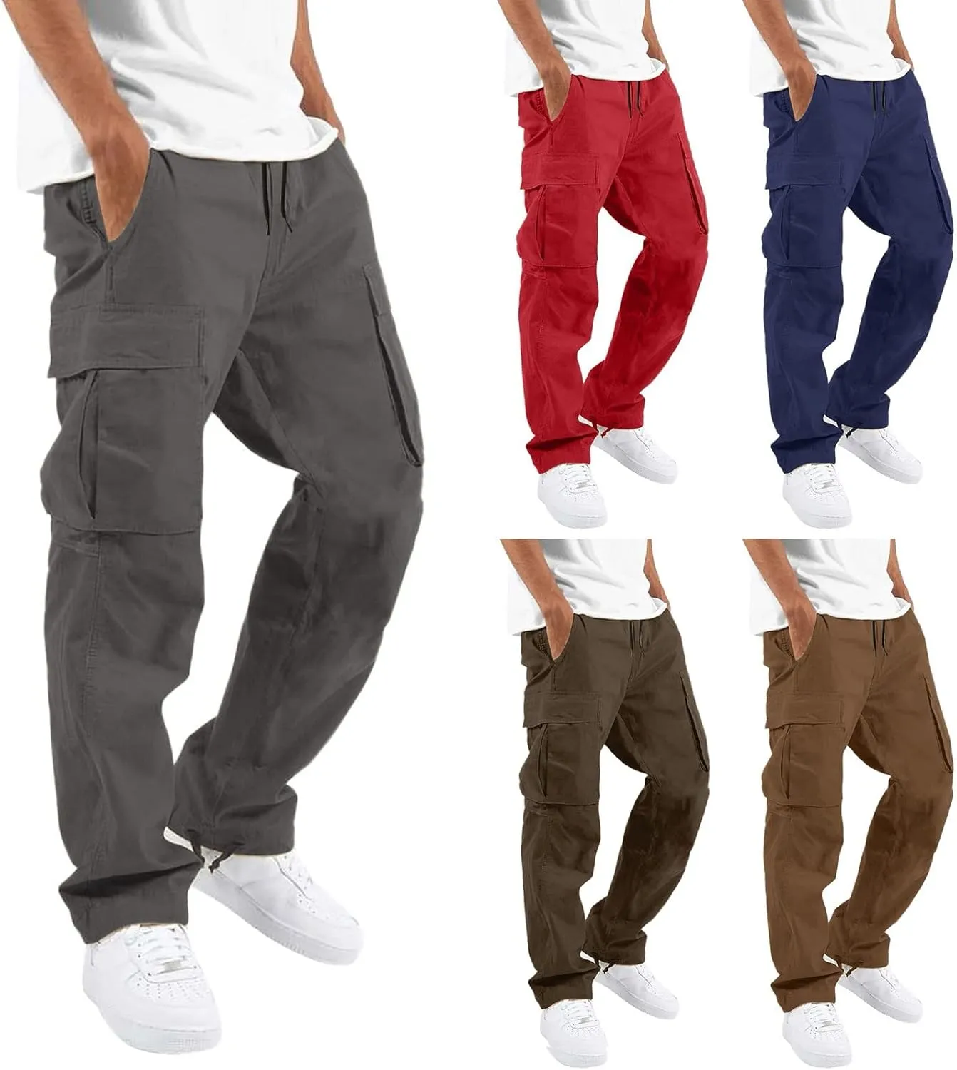 Cargo Pants for Men Relaxed Fit Trouser Baggy Jogger Pants Pockets Men's Pants Mens Active Athletic Sweatpants Fleece