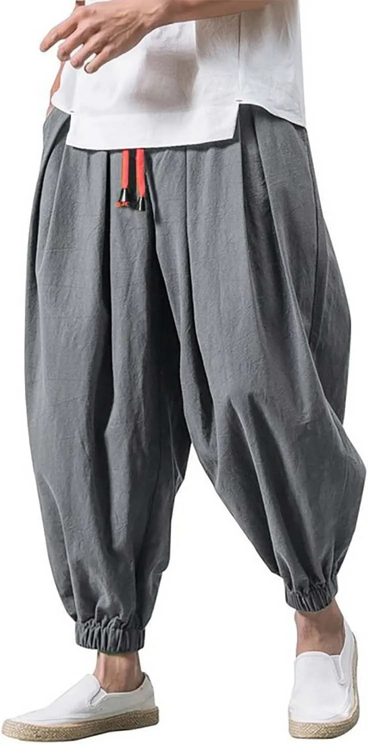 Cargo Work Pant Mens Drawstring Casual Lounge Pants Sports Running Fitness Gym Sweatpants Loose Joggers