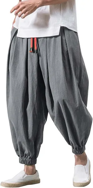 Cargo Work Pant Mens Drawstring Casual Lounge Pants Sports Running Fitness Gym Sweatpants Loose Joggers