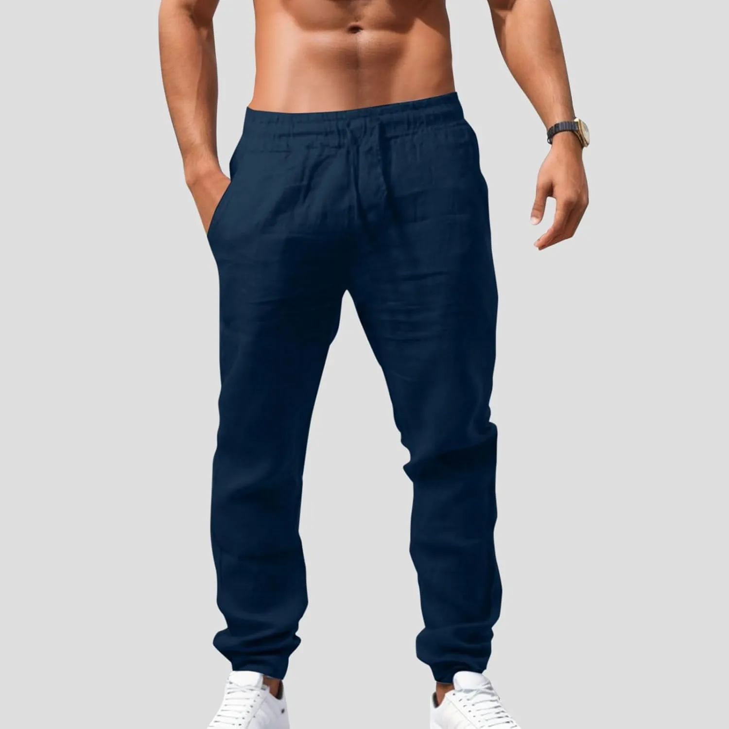 Cargo Work Pant Men's Elasticated Waist Casual Cargo Chino Pants Workout Gym Sweatpant Joggers