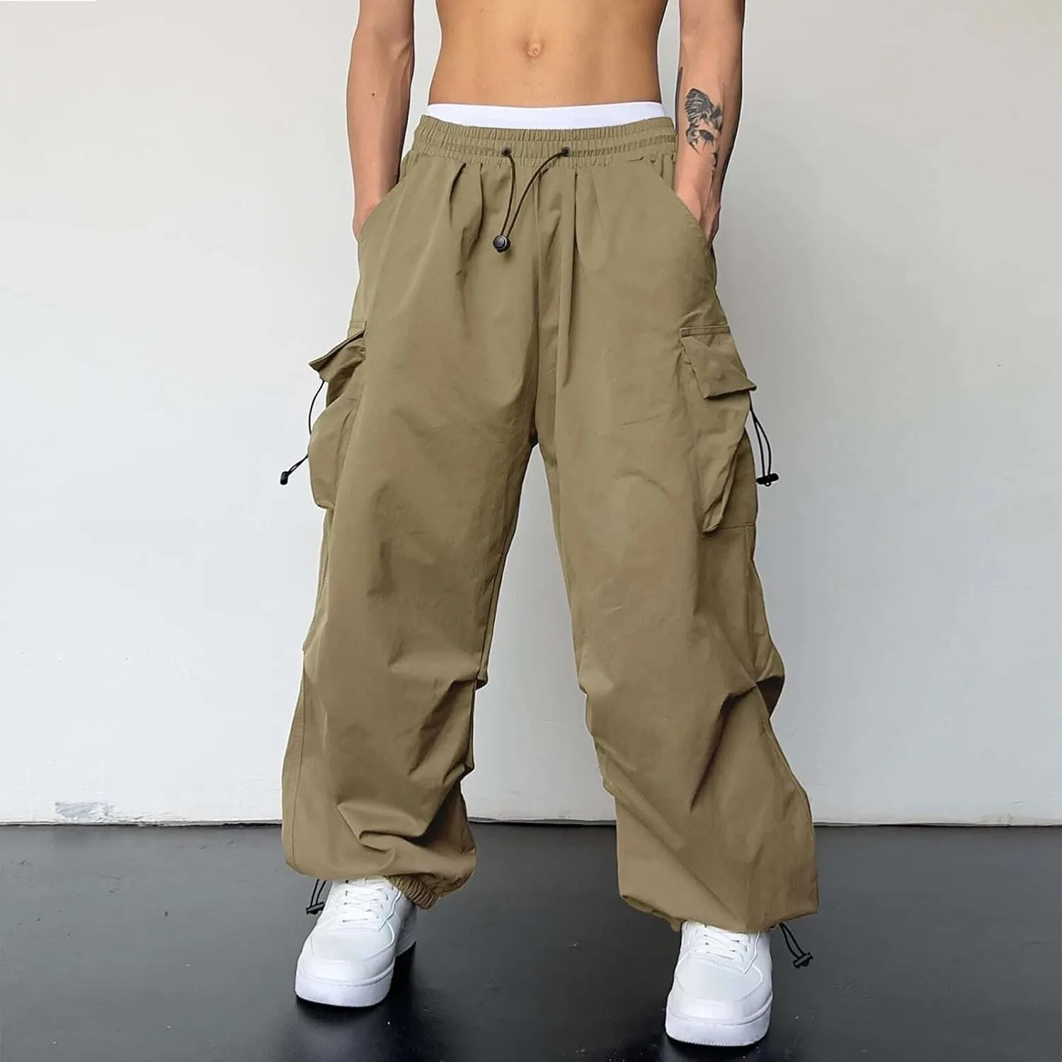 Cargo Work Pant Mens Twill Casual Cargo Chino Pants Sports Gym Sweatpant with Pockets Loose Fit Joggers