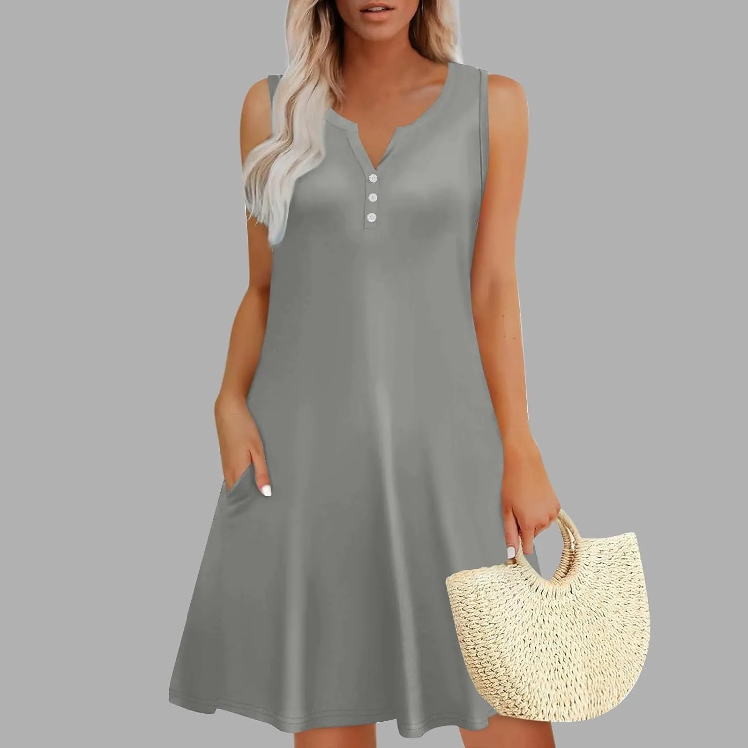 Casual Summer Dresses for Women Solid Color Tank Dress A Line Lightweight Comfortable Fashion Outfits
