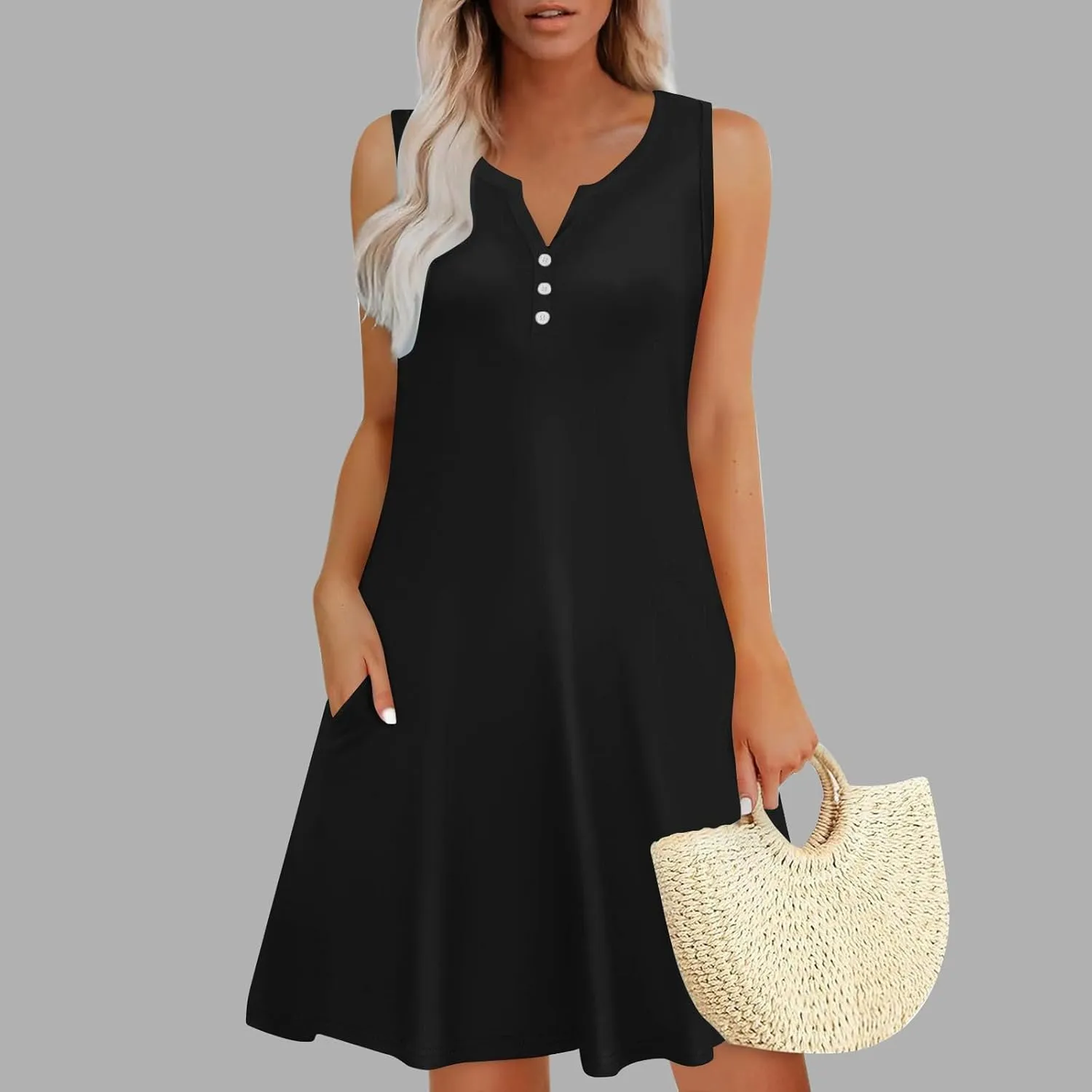 Casual Summer Dresses for Women Solid Color Tank Dress A Line Lightweight Comfortable Fashion Outfits