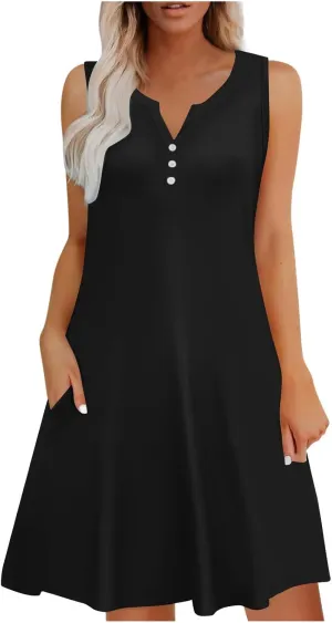 Casual Summer Dresses for Women Solid Color Tank Dress A Line Lightweight Comfortable Fashion Outfits