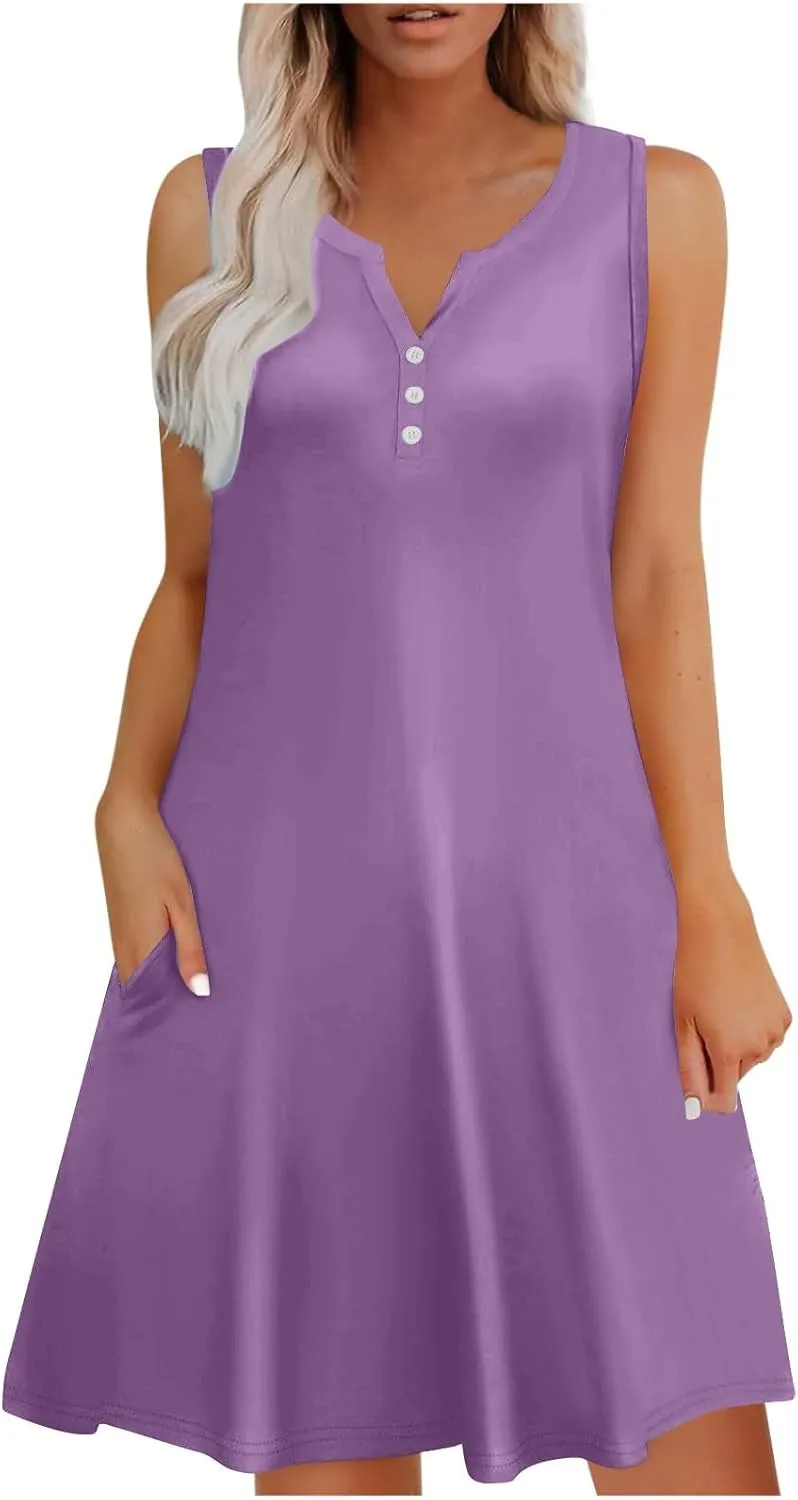 Casual Summer Dresses for Women Solid Color Tank Dress A Line Lightweight Comfortable Fashion Outfits