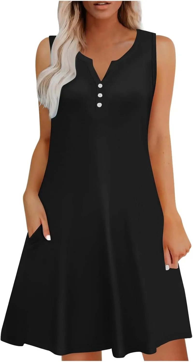 Casual Summer Dresses for Women Solid Color Tank Dress A Line Lightweight Comfortable Fashion Outfits