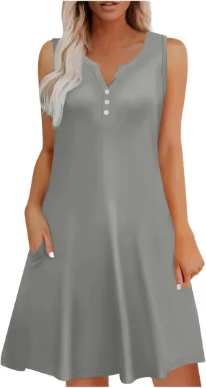 Casual Summer Dresses for Women Solid Color Tank Dress A Line Lightweight Comfortable Fashion Outfits