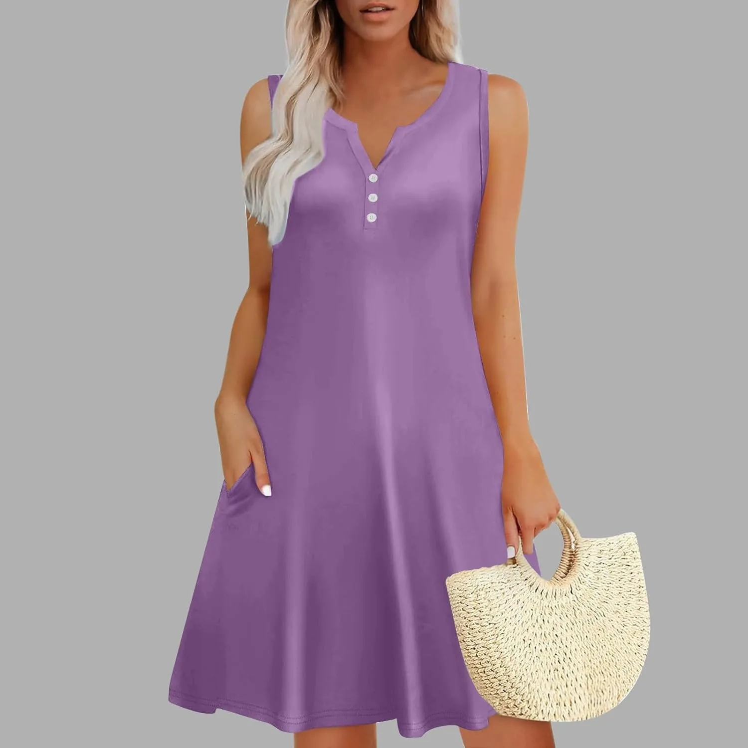Casual Summer Dresses for Women Solid Color Tank Dress A Line Lightweight Comfortable Fashion Outfits