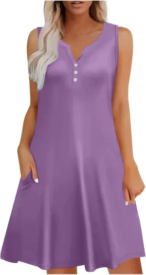 Casual Summer Dresses for Women Solid Color Tank Dress A Line Lightweight Comfortable Fashion Outfits