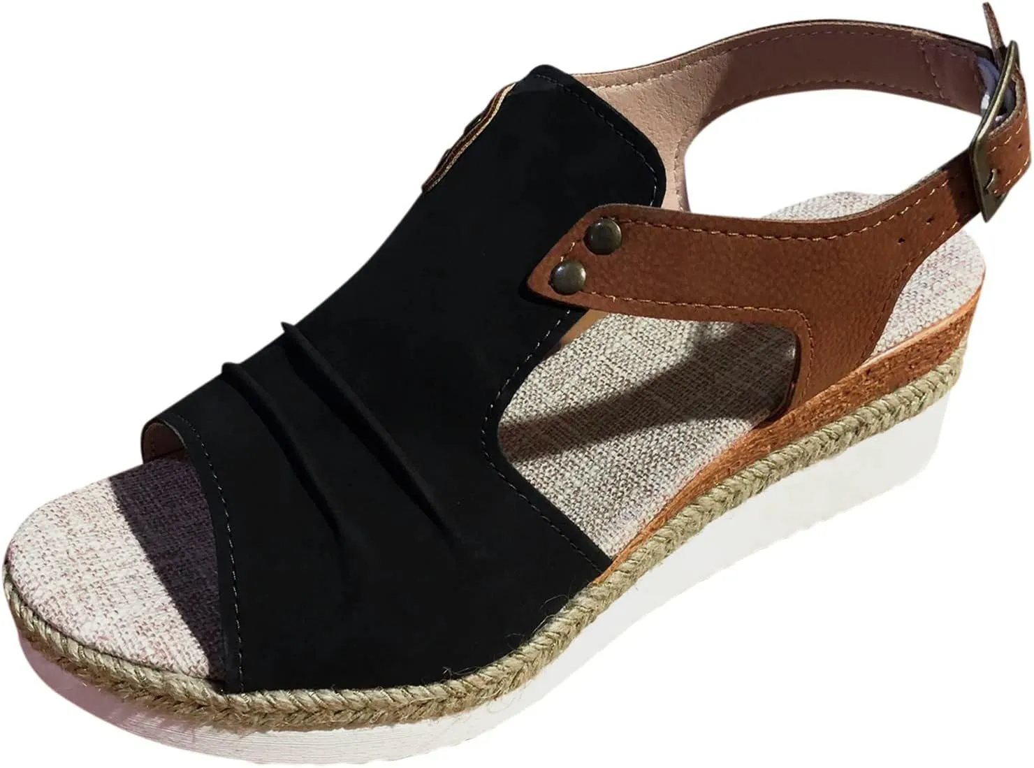 Cathalem Orthopedic Platform Wedge Sandals for Women Summer Dressy 2024 Flat Open Toe Ankle Strap Espadrilles Sandals