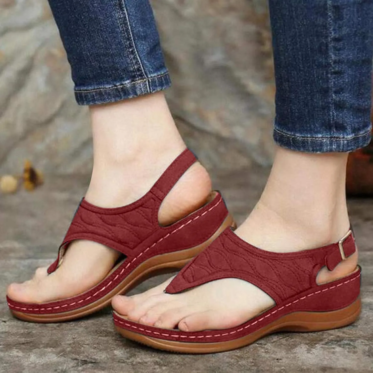 Cathalem Orthopedic Sandals for Women Arch Support 2024 Casual Summer Shoes Flip Flops Comfy Lightweight Breathable Sandals