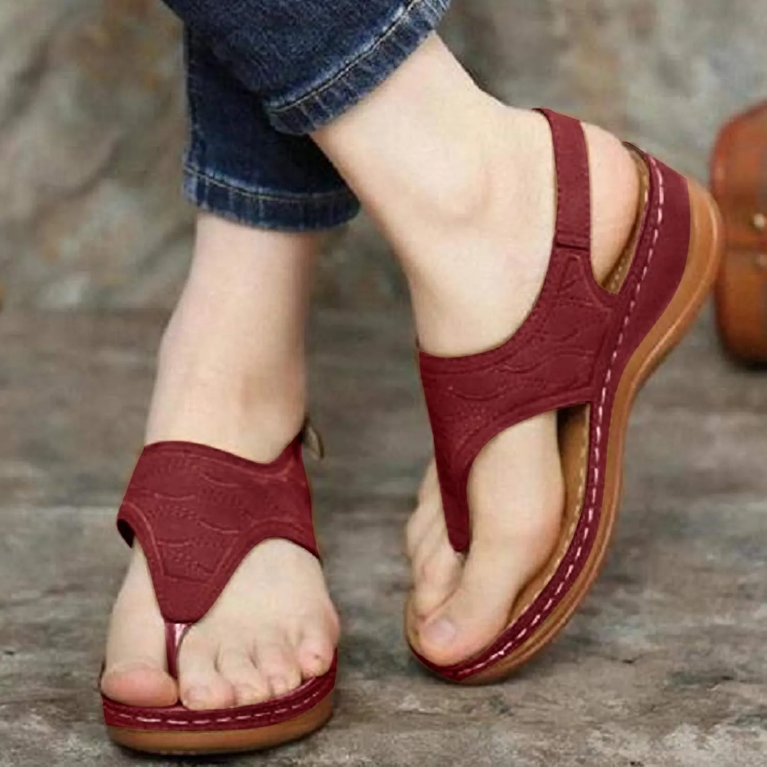 Cathalem Orthopedic Sandals for Women Arch Support 2024 Casual Summer Shoes Flip Flops Comfy Lightweight Breathable Sandals