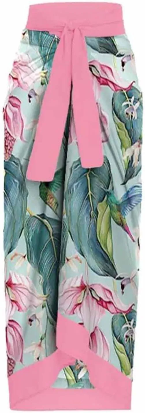 Cbcbtwo Swim Suits for Women 2025 Bathing Suit with Maxi Wrap Skirts 2 PC Floral Print Swimsuit Tummy Control One-Pieces Sets