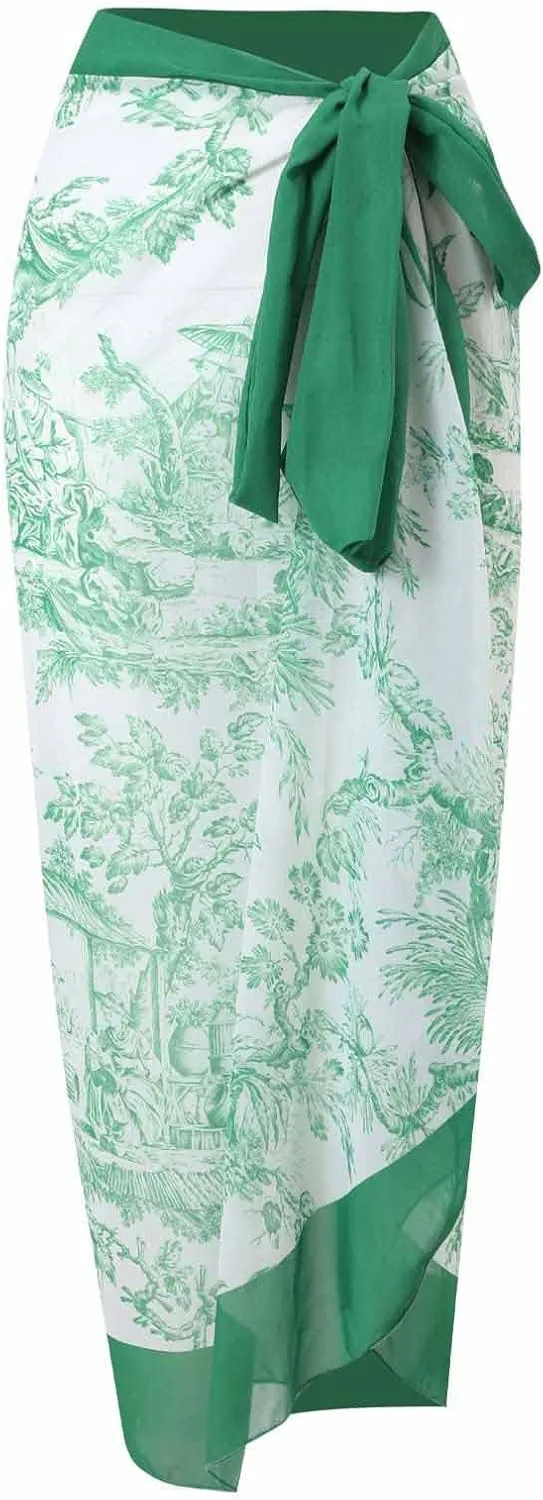 Cbcbtwo Swim Suits for Women 2025 Bathing Suit with Maxi Wrap Skirts 2 PC Floral Print Swimsuit Tummy Control One-Pieces Sets