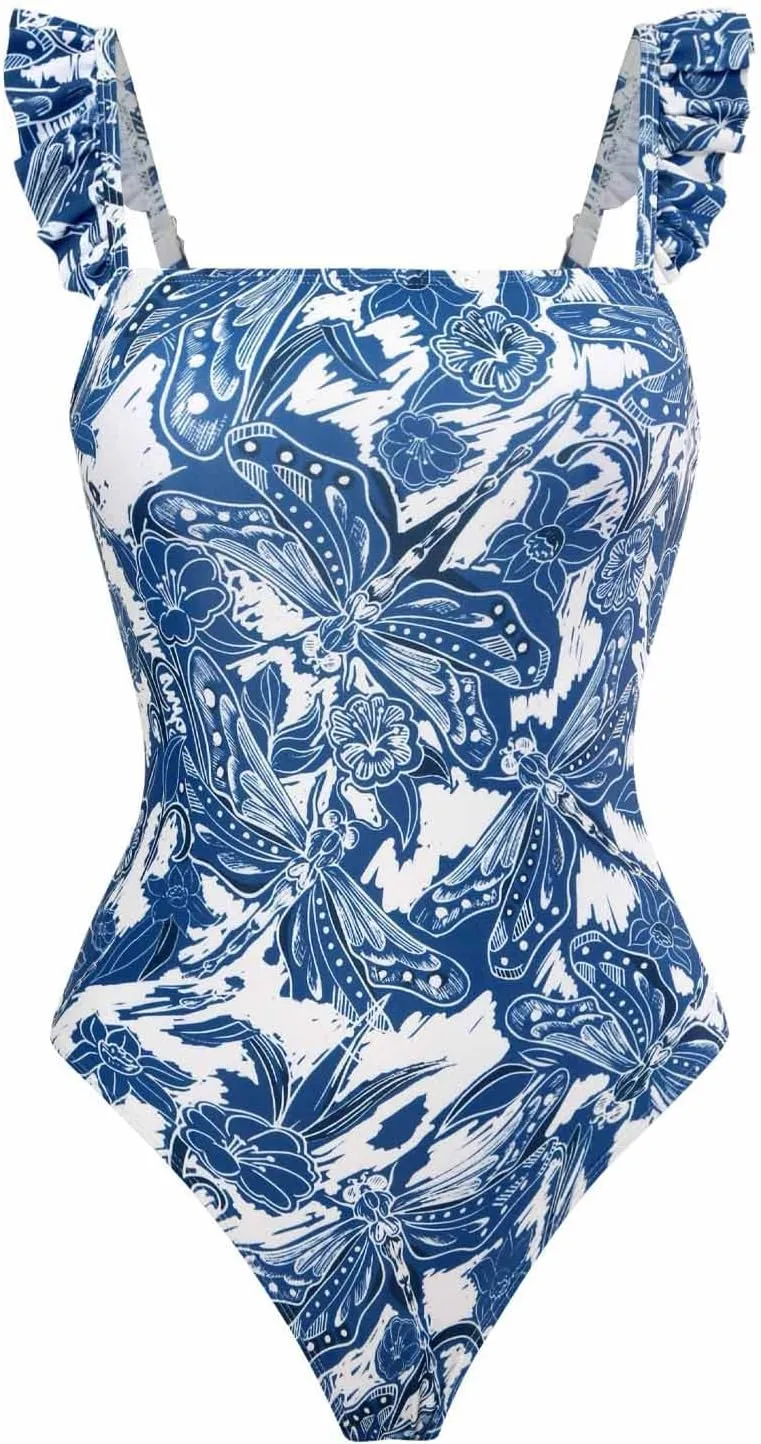 Cbcbtwo Swim Suits for Women 2025 Bathing Suit with Maxi Wrap Skirts 2 PC Floral Print Swimsuit Tummy Control One-Pieces Sets