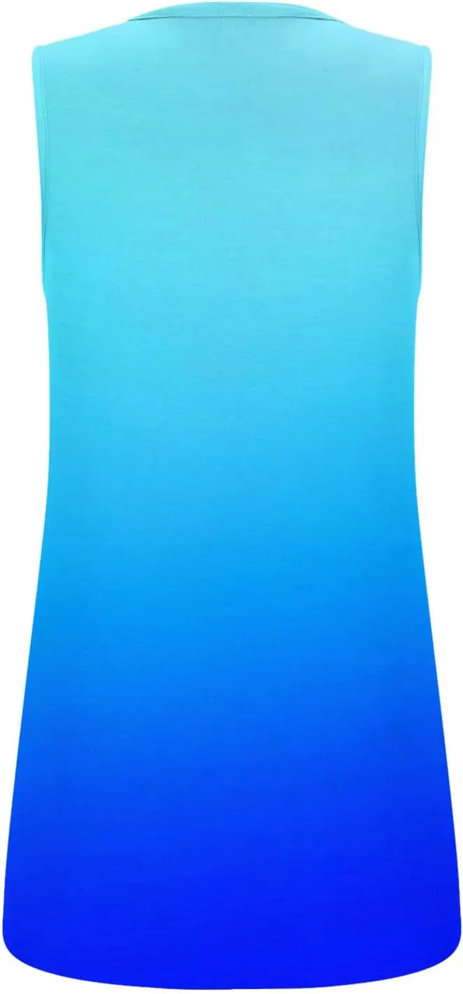 Ceboyel Womens 2023 Gradient Tank Tops Summer Sleeveless Causal Shirt Square Neck Dressy Blouse Beach Trendy Ladies Outfits