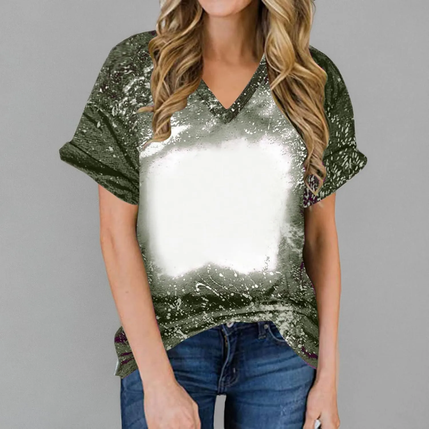 Ceboyel Womens Bleached Sublimation Blank Shirts Short Sleeve Graphic Tees Tops Casual Blouses Funny Summer Outfits Clothes
